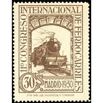 ESPAÑA 1929 476 Sello Nuevo XI Congreso Internacional de Ferrocarriles Locomotora Serie 241