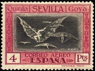 ESPAÑA 1930 527 Sello Nuevo Quinta de Goya en Expo de Sevilla Disparate Volante