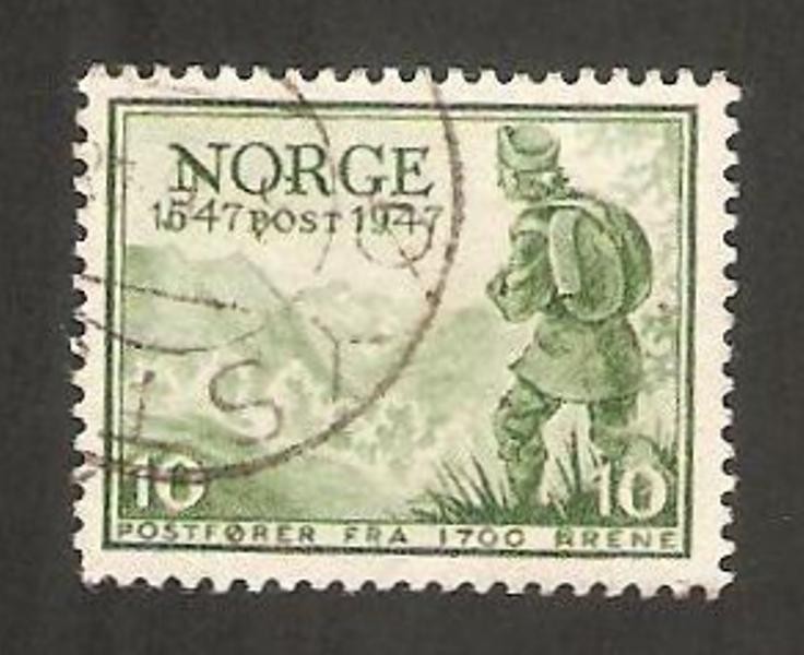 III centº de correos en noruega, correo a pie