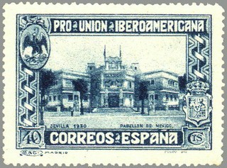 ESPAÑA 1930 576 Sello Nuevo Pro Union Iberoamericana Sevilla Pabellon de Mejico