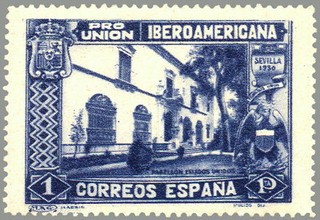 ESPAÑA 1930 578 Sello Nuevo Pro Unión Iberoamericana Sevilla Pabellon de Estados Unidos