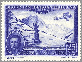 ESPAÑA 1930 585 Sello Nuevo Pro Unión Iberoamericana Chile Dagoberto Godoy Travesia de la Cordillera