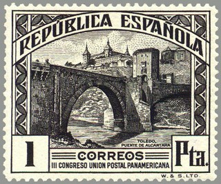 ESPAÑA 1931 611 Sello Nuevo III Congreso Union Postal Panamericana Puente de Alcantara en Toledo