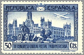 ESPAÑA 1931 617 Sello Nuevo III Congreso Union Postal Panamericana Plaza de Cibeles Madrid