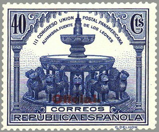ESPAÑA 1931 625 Sello Nuevo III Congreso Union Postal Panamericana Fuente de los leones Alhambra