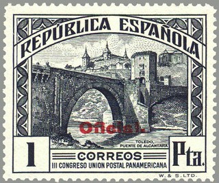 ESPAÑA 1931 627 Sello Nuevo III Congreso Union Postal Panamericana Puente de Alcantara Toledo OFICIA