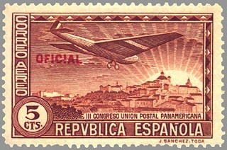 ESPAÑA 1931 630 Sello Nuevo III Congreso Union Postal Panamericana Avion Vista del Oeste de Madrid