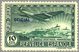 ESPAÑA 1931 631 Sello Nuevo III Congreso Union Postal Panamericana Avion Vista del Oeste de Madrid