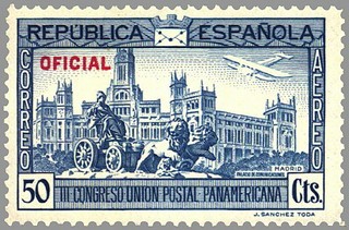 ESPAÑA 1931 633 Sello Nuevo III Congreso Union Postal Panamericana Plaza de Cibeles Madrid OFICIAL