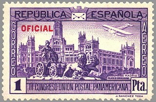 ESPAÑA 1931 634 Sello Nuevo III Congreso Union Postal Panamericana Plaza de Cibeles Madrid OFICIAL
