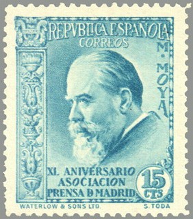 ESPAÑA 1935 699 Sello Nuevo XL Aniversario Asociación de la Prensa Miguel Moya