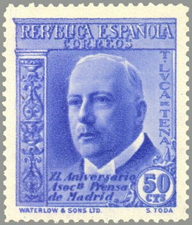 ESPAÑA 1935 704 Sello Nuevo XL Aniversario Asociación de la Prensa Torcuato Luca de Tena