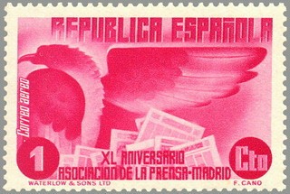 ESPAÑA 1936 711 Sello Nuevo XL Aniversario Asociación de la Prensa Alegoría Prensa 