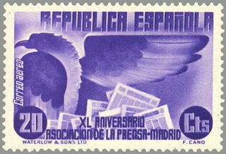 ESPAÑA 1936 716 Sello Nuevo XL Aniversario Asociación de la Prensa Alegoría Prensa