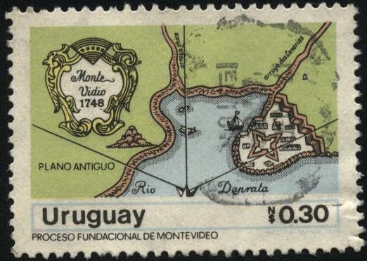 Prceso fundacional de Montevideo. Mapa antiguo de la Ciudadel año 1748.