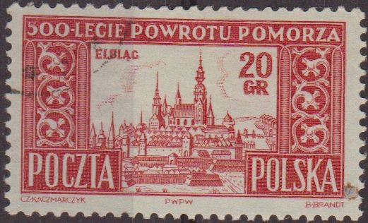 Polonia 1954 Scott 639 Sello Ciudades Vistas de Elblag Usado Polska Poland Polen Pologne 
