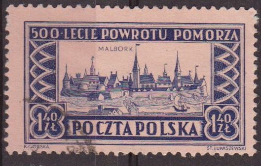 Polonia 1954 Scott 642 Sello º Ciudades Vistas de Malbork Usado Polska Poland Polen Pologne 