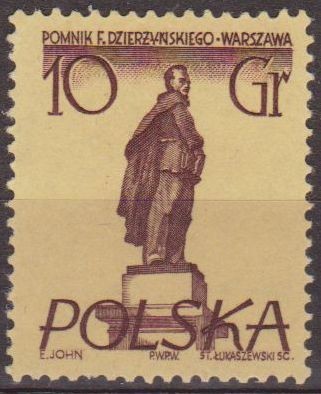 Polonia 1955 Scott 669 Sello Nuevo Monumentos de Varsovia Feliks E. Dzerzhinski Polska Poland Polen 