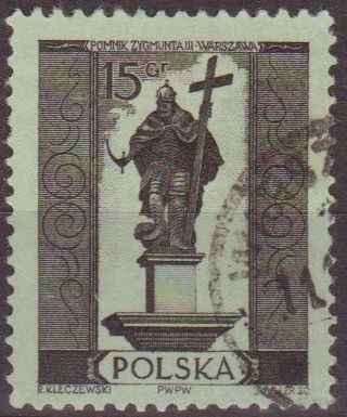 Polonia 1955 Scott 670 Sello Monumentos de Varsovia Sigismund III Usado Polska Poland Polen Pologne 