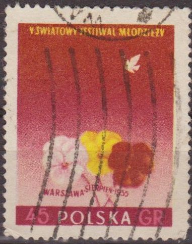 Polonia 1955 Scott 689 Sello Flora Flor Pensamiento Usado Polska Poland Polen Pologne 