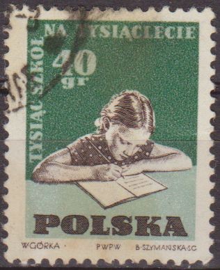Polonia 1959 Scott 878 Sello Niño haciendo los deberes Usado Polska Poland Polen Pologne 
