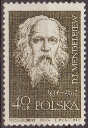Polonia 1959 Scott 881 Sello Nuevo Cientificos Dimitri I. Mendeleev Polska Poland Polen Pologne 