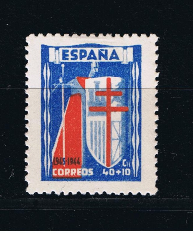 Edifil  972  Pro Tuberculosos. Cruz de Lorena en rojo  