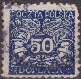 Polonia 1919 Scott J19 Sello º Numeros 50 Para el Sur Usado Polska Poland Polen Pologne