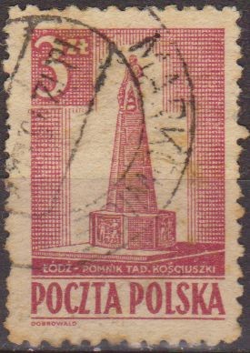 Polonia 1945 Scott 366 Sello Monumento Kosciuszko Lodz Usado Polska Poland Polen Pologne