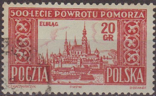 Polonia 1954 Scott 639 Sello Ciudades Vistas de Elblag Usado Polska Poland Polen Pologne 