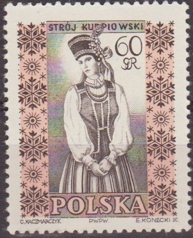 Polonia 1959 Scott 891 Sello Trajes Regionales Mujer Kurpiow Usado Polska Poland Polen Pologne 