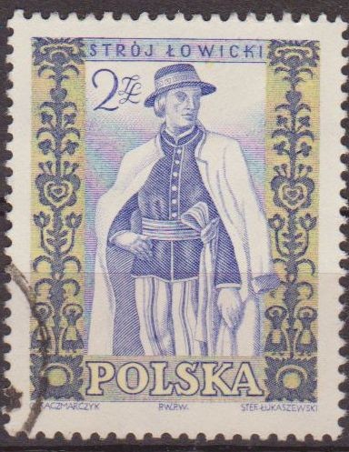 Polonia 1959 Scott 894 Sello Trajes Regionales Hombre Lowiez Usado Polska Poland Polen Pologne 
