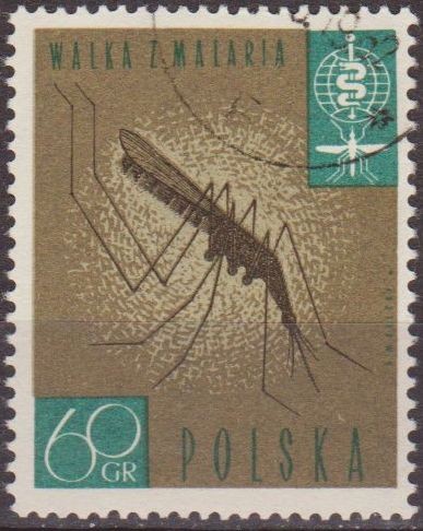 Polonia 1962 Scott 1087 Sello Nuevo Lucha contra la Malaria Mosquito matasellos de favor Preoblitera