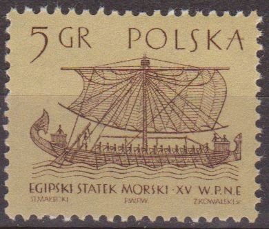 Polonia 1963 Scott 1124 Sello ** Antiguos Barcos Barco Mercante Egipcio Siglo XV