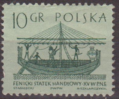 Polonia 1963 Scott 1125 Sello Nuevo Antiguos Barcos Barco Mercante Fenicio Siglo XV Polska Poland Po