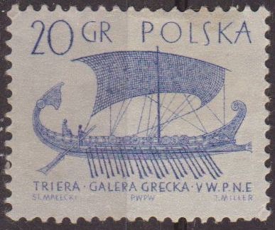 Polonia 1963 Scott 1126 Sello Nuevo Antiguos Barcos Galera Triera Griega Siglo V Polska Poland Polen