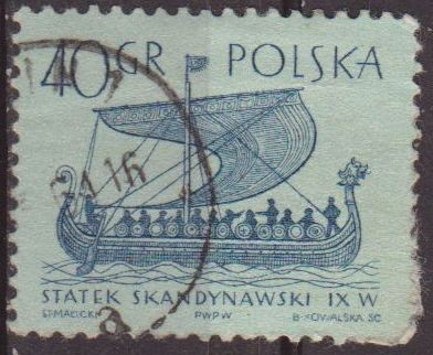 Polonia 1963 Scott 1128 Sello Antiguos Barcos Barco Escandinavo Gokstad Siglo XIV Usado Polska Polan