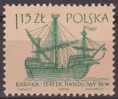 Polonia 1963 Scott 1131 Sello Nuevo Antiguos Barcos Caraca Siglo XV Polska Poland Polen Pologne 