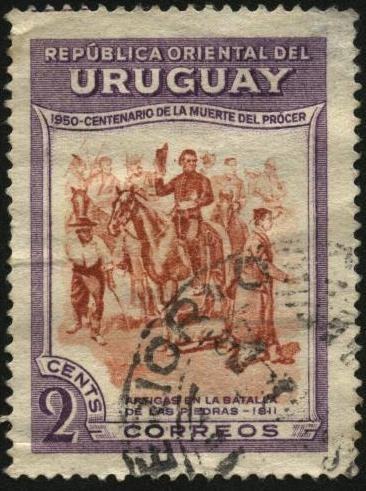 El General Artigas en la Batalla de las Piedras después de vencer a los Españoles año 1811.