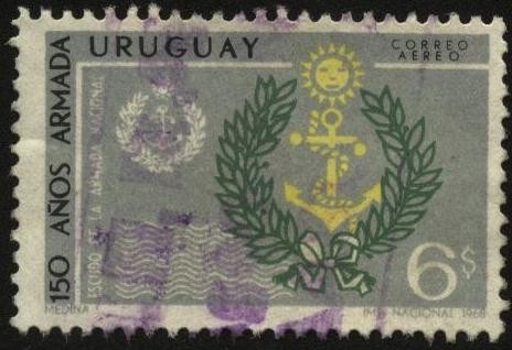 Escudo de la armada uruguaya. 150 años de la armada.