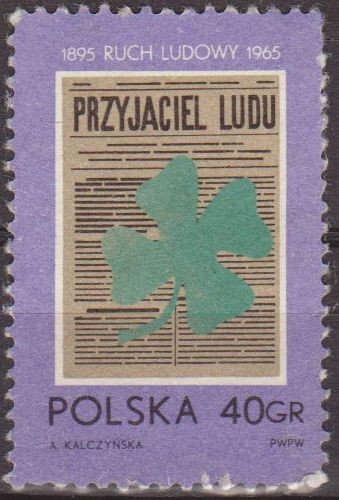 Polonia 1965 Scott 1322 Sello Nuevo Trebol 4 hojas Movimiento Amigos del Pueblo Polska Poland Polen 