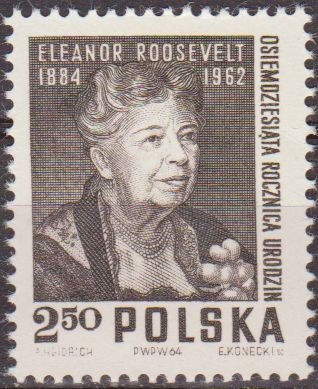 Polonia 1964 Scott 1272 Sello Nuevo Personajes Eleanor Roosevelt (1884-1962) Polska Poland Polen 