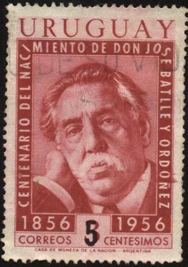100 años del nacimiento de Don José Batlle y Ordoñez 1856-1956. Sobretasa 5 cmos.
