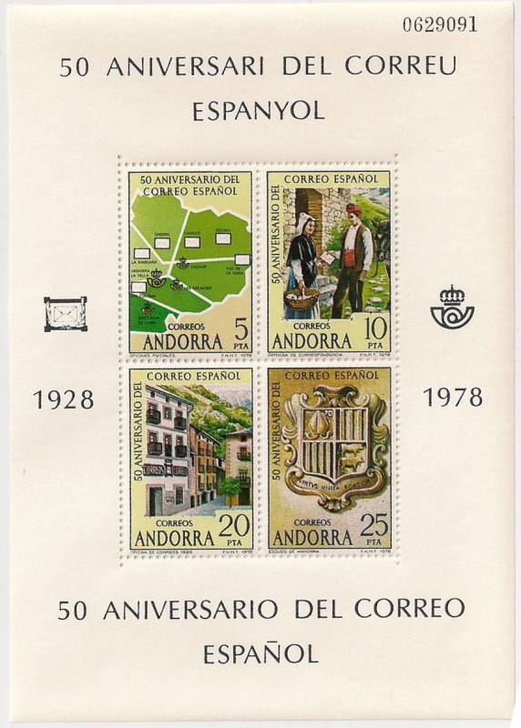 50 Aniversario del correo español Hoja Bloque