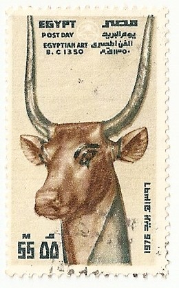cabeza de vaca sagrada en madera