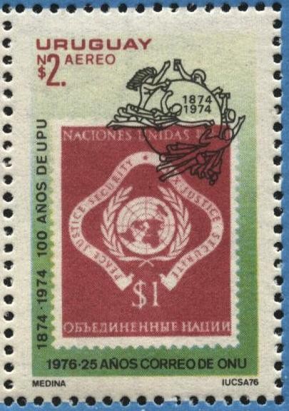 25 años del primer sello postal emitido por la ONU en el año 1951.