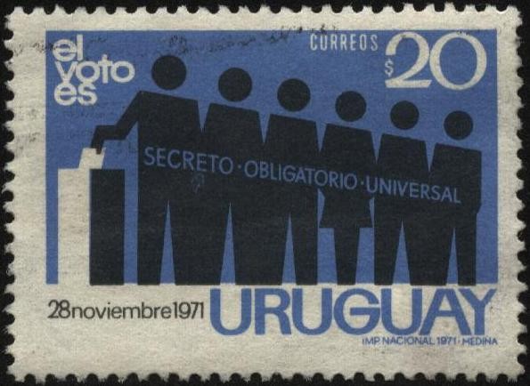 El voto es secreto - obligatorio - universal. Elecciones nacionales 28 de noviembre de 1971.