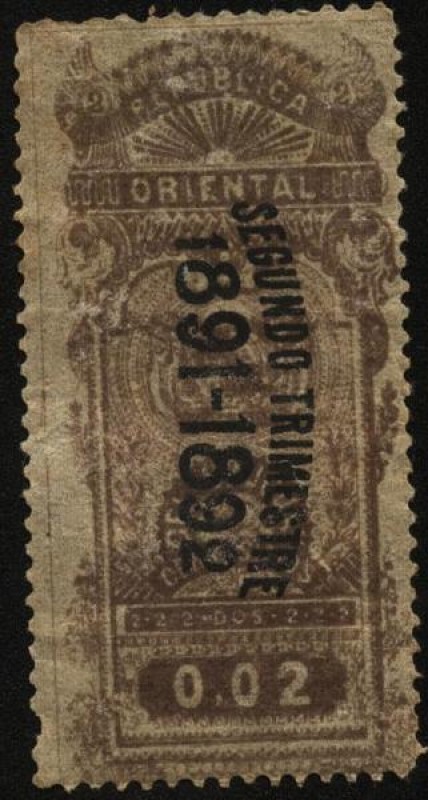 Timbre impuesto año 1891. Escudo Nacional.