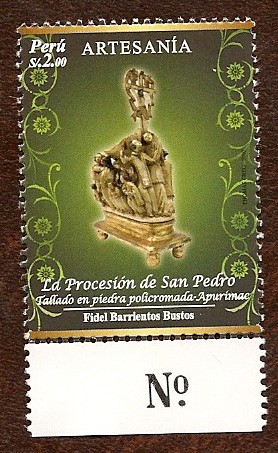 Artesanía Peruana - Tallado en Piedra Policromada-Apurímac. La Procesión de San Pedro (Autor: Fidel 