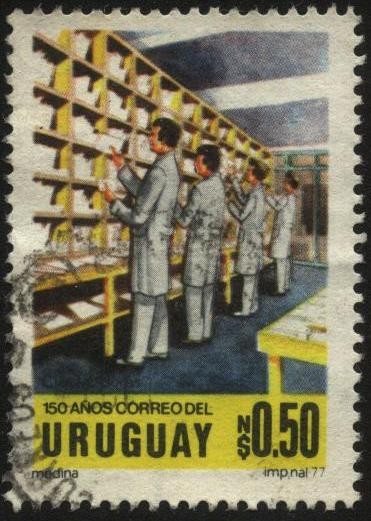 150 años del correo del Uruguay. Clasificación de correspondencia.